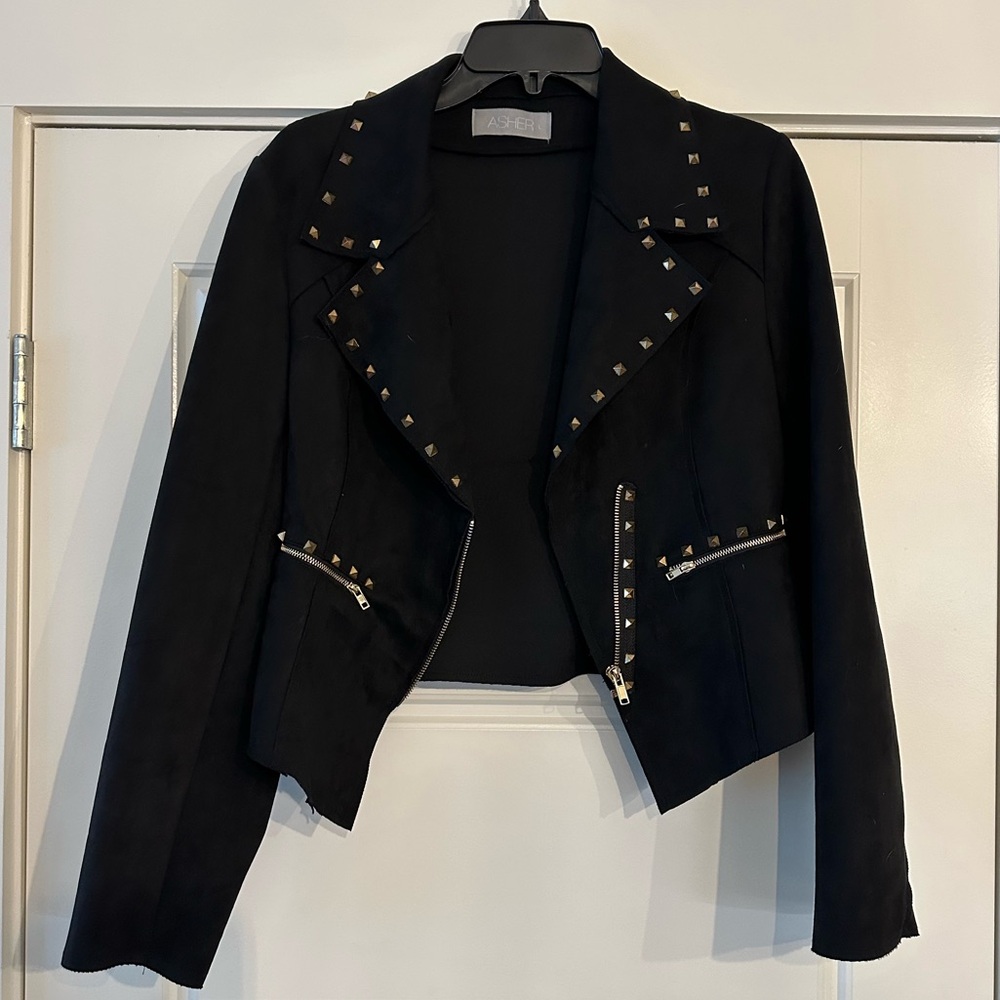 Studded, Velvet Moto Jacket